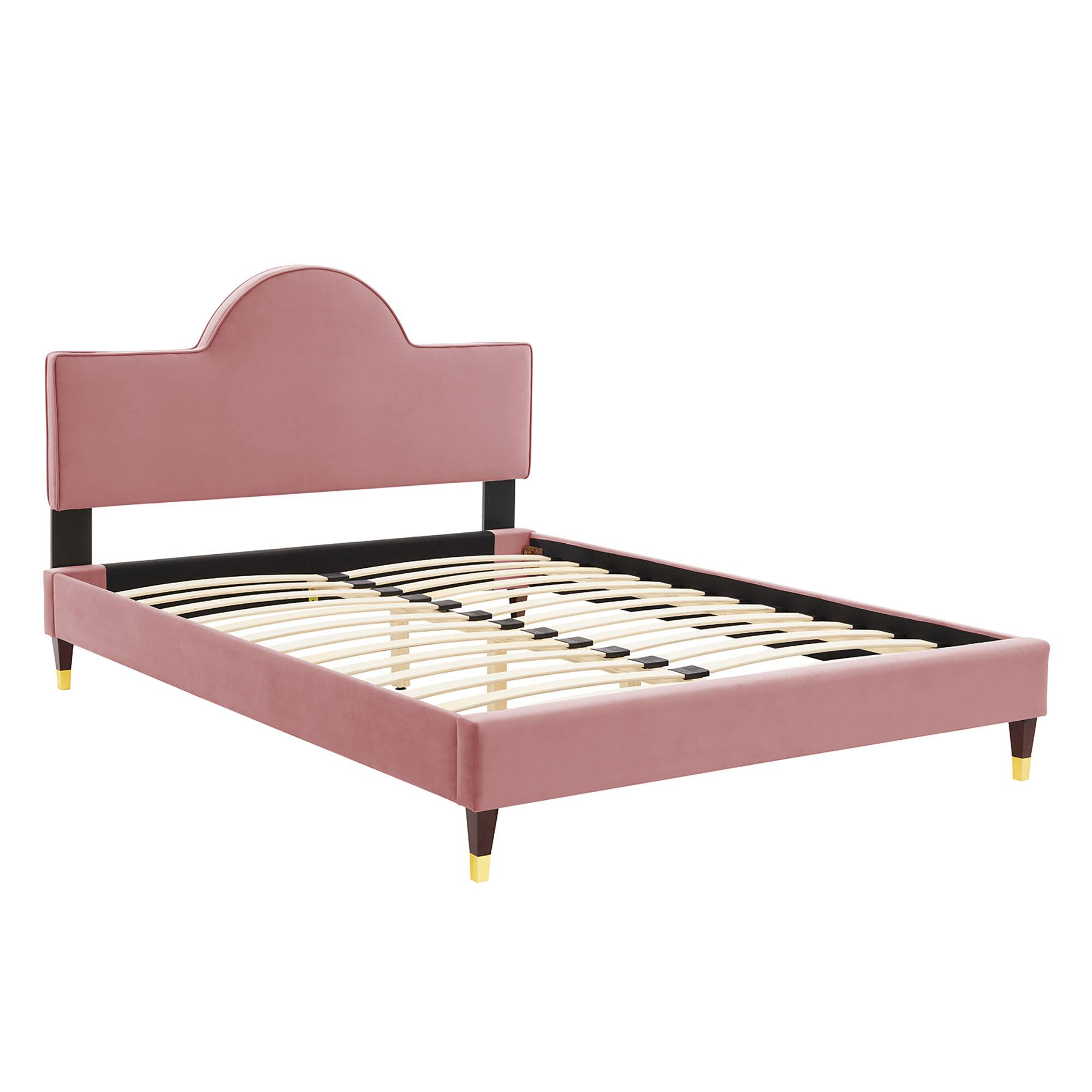 Back. Modway - Yasmine Channel Tufted Performance Velvet King Platform Bed - Blue.