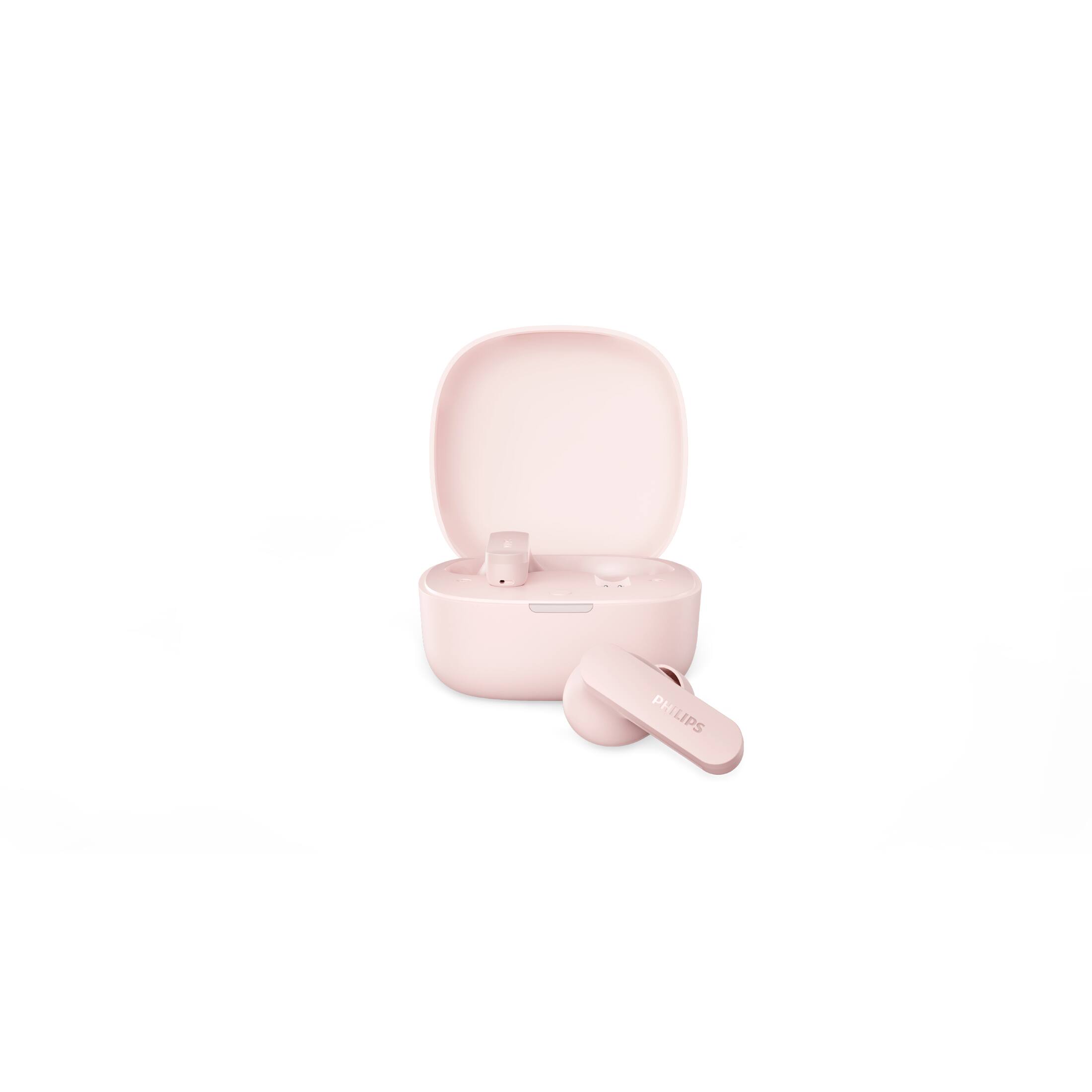 Left. Philips - TAT2100 True Wireless In-Ear Bluetooth Earbuds with 4-Mic Technology, 36H Playtime - Pink.