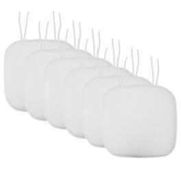 Sweet Home Collection - Honeycomb Memory Foam Non-Slip 16" x 16" Chair Cushion Pad with Ties, 6-Pack - White