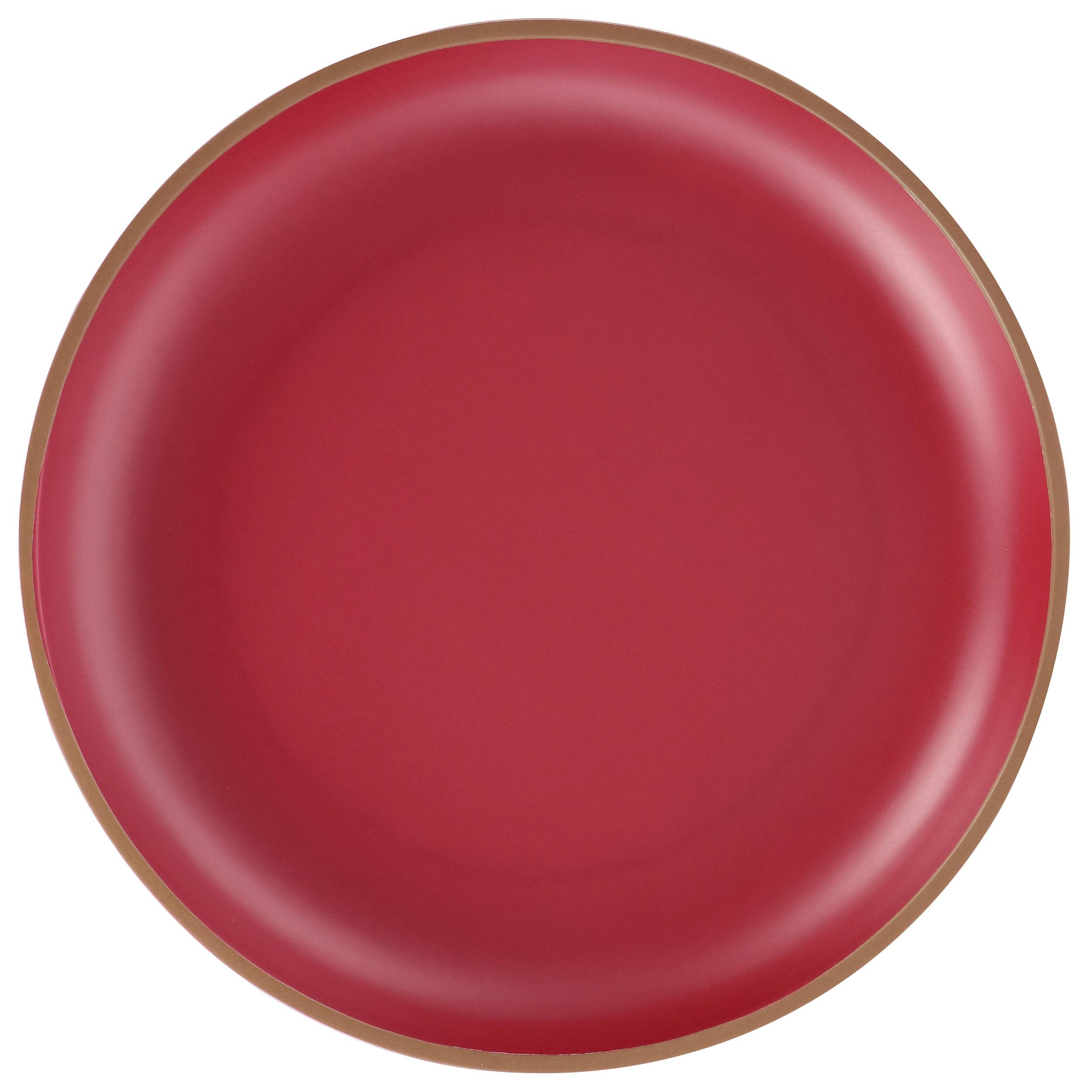 Alt View 2. Gibson - Gibson Home Rockabye 4 Piece Melamine Dinner Plate Set in Dark Pink - Pink.