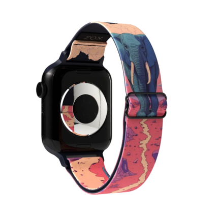 Front. ZOX - Right Here, Right Now Elephant NFC Smartwatch Band, 42/44/45/49mm - Pink.