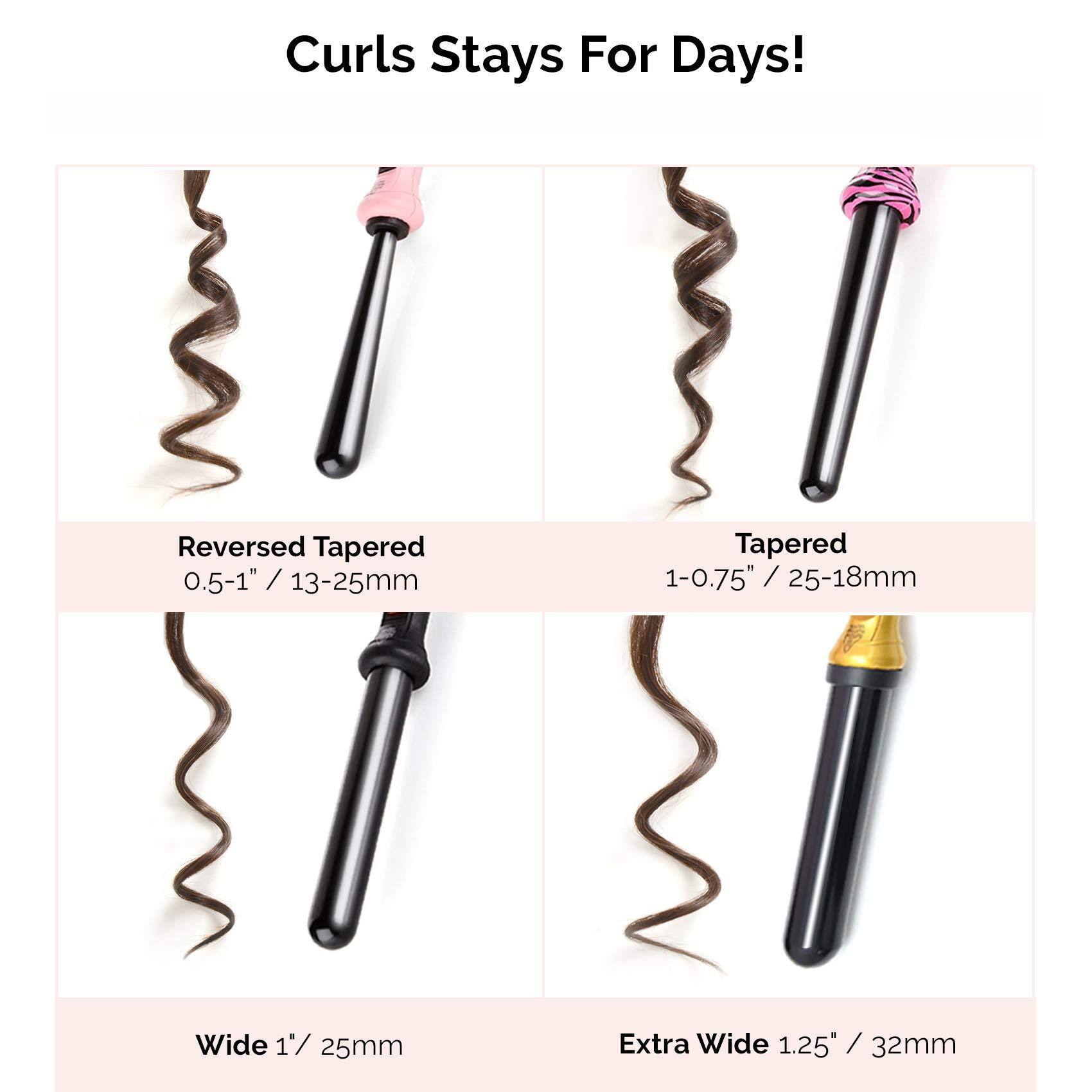 Curls Stays For Days!

- Reversed Tapered 0.5-1" / 13-25mm
- Tapered 1-0.75" / 25-18mm
- Wide 1" / 25mm
- Extra Wide 1.25" / 32mm