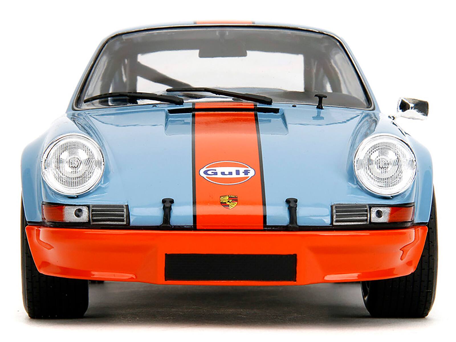 Alt View 5. Jada - Porsche 911 RSR "Gulf Oil" Light Blue with Orange Stripes "Pink Slips" Series 1/18 Diecast Model Car by Jada - Multicolor.
