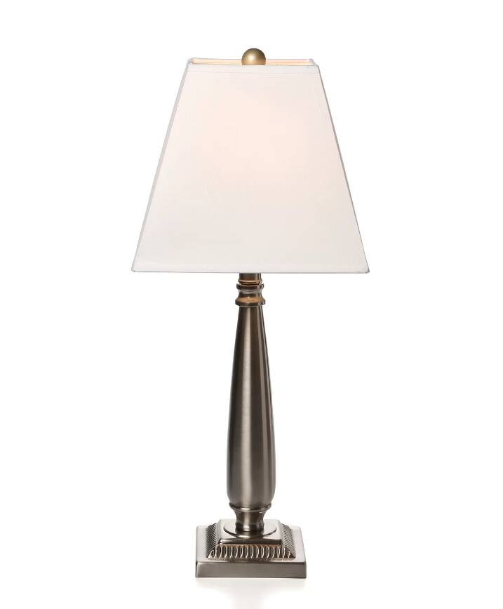 Angle. Kings Brand Furniture - Kings Brand Furniture Contemporary Brushed Nickel Table Lamp Set of 2 with White Shades - White.