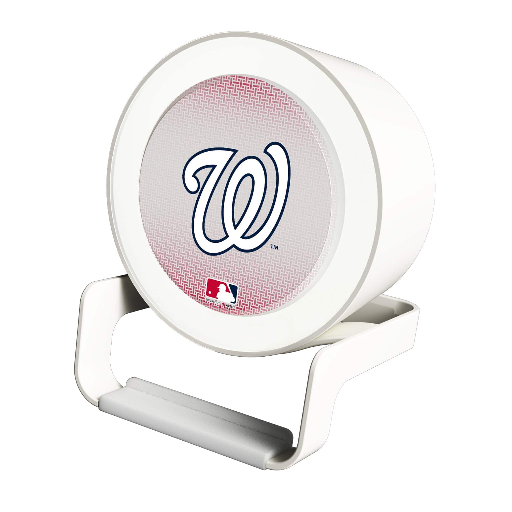 Front. Keyscaper - Washington Nationals Linen Print Nightlight Charger & Bluetooth Speaker - White.
