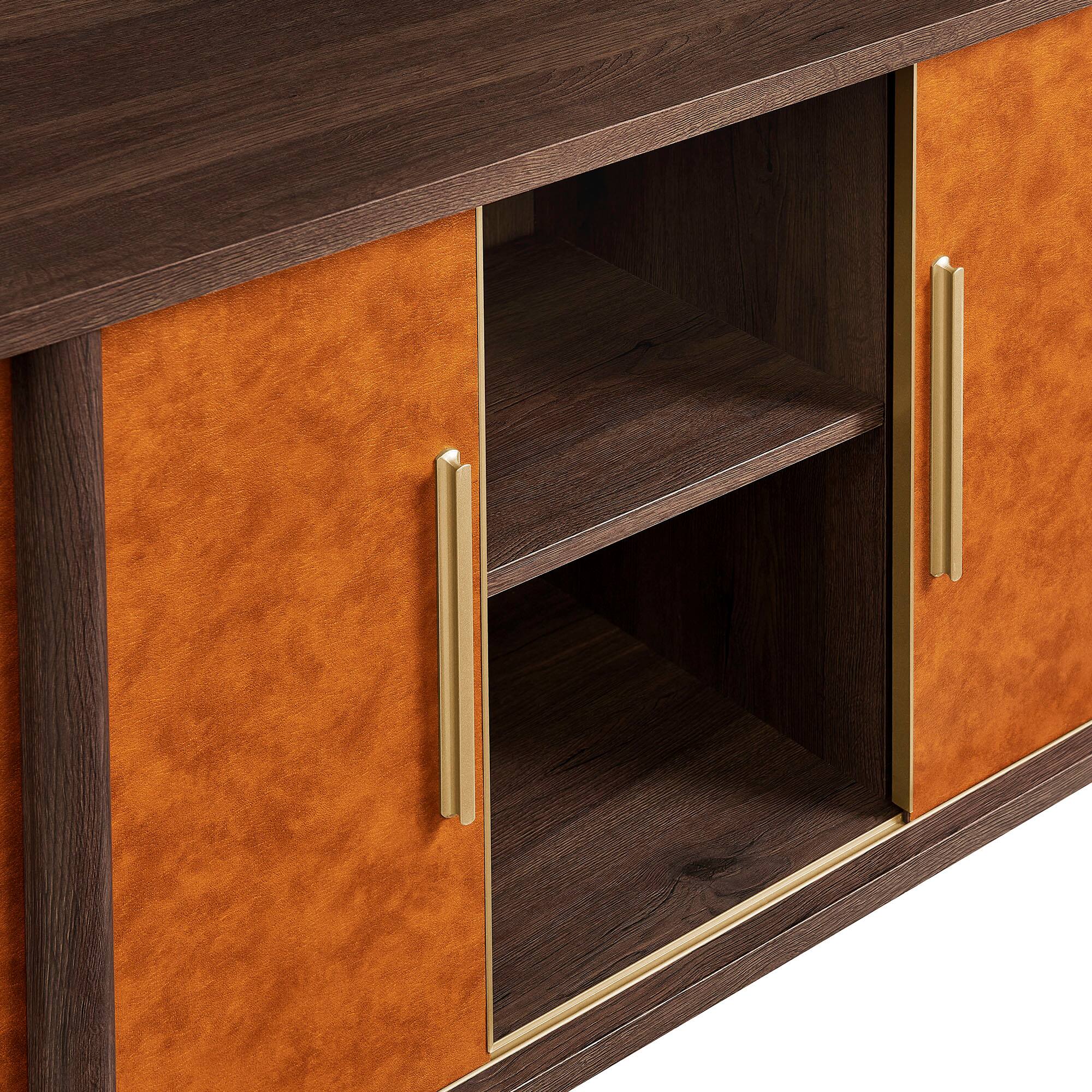 Alt View 7. Modway - Coralie Curved Vegan Leather Oval Sideboard by Modway - Walnut Tan.