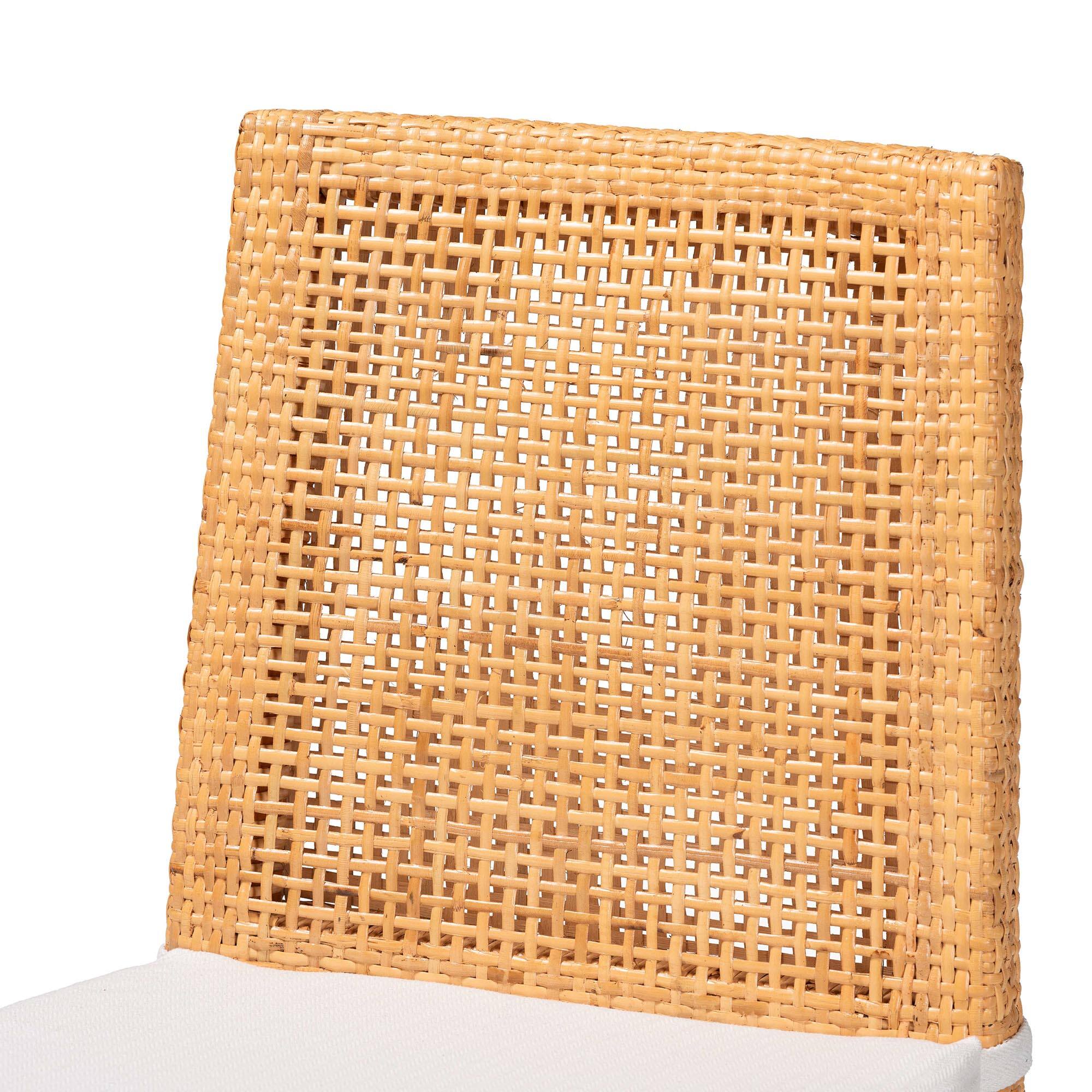 Alt View 1. bali & pari - Morris Bohemian Rattan Dining Chair - Light Honey/White.