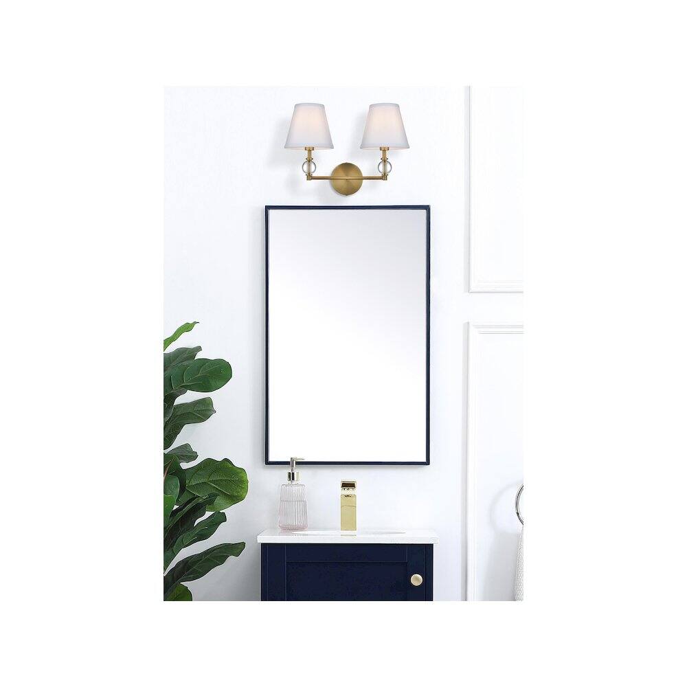 Alt View 3. Living District - Bethany 17 inch Wall Sconce in Satin Gold - Satin Gold And White.