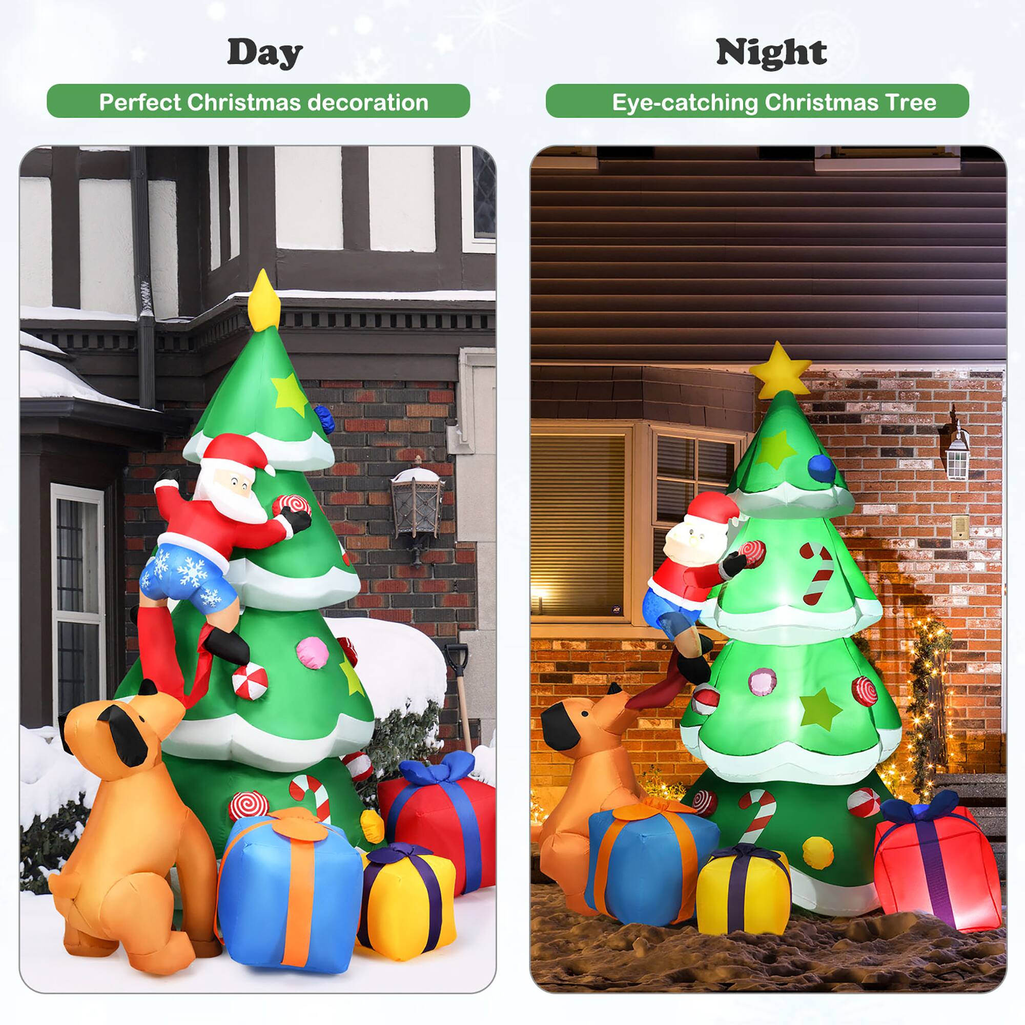 Day: Perfect Christmas decoration
Night: Eye-catching Christmas Tree