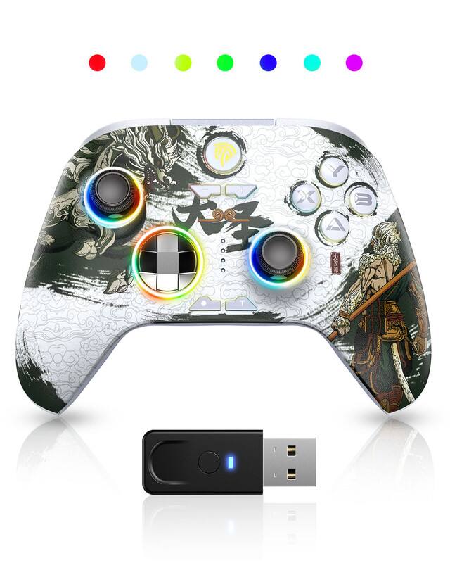 Alt View 1. Rossetta - X15 Wireless BT Controller with Hall Joysticks/Triggers & RGB - No Drift/Dead Zone - for PC/Android/Steam/Switch - White.