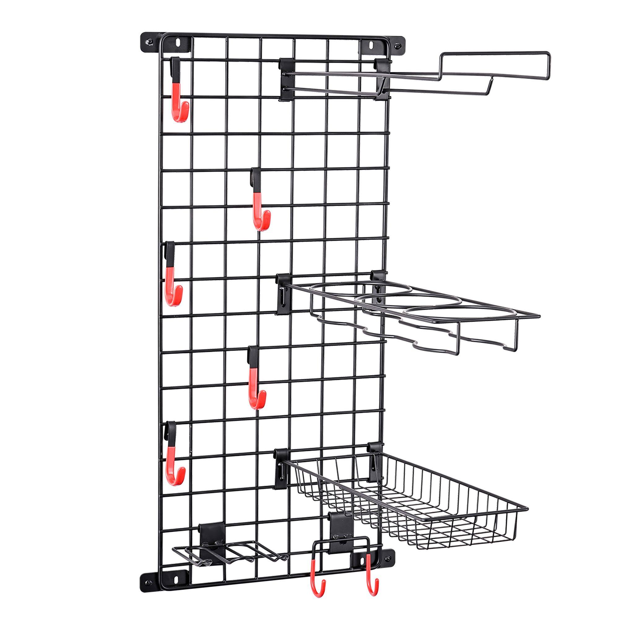 Front. ZACHVO - Sports Equipment Wall Storage Panel, Wall Mount Garage Storage Organizer for Sports Gear and Bike - Black.