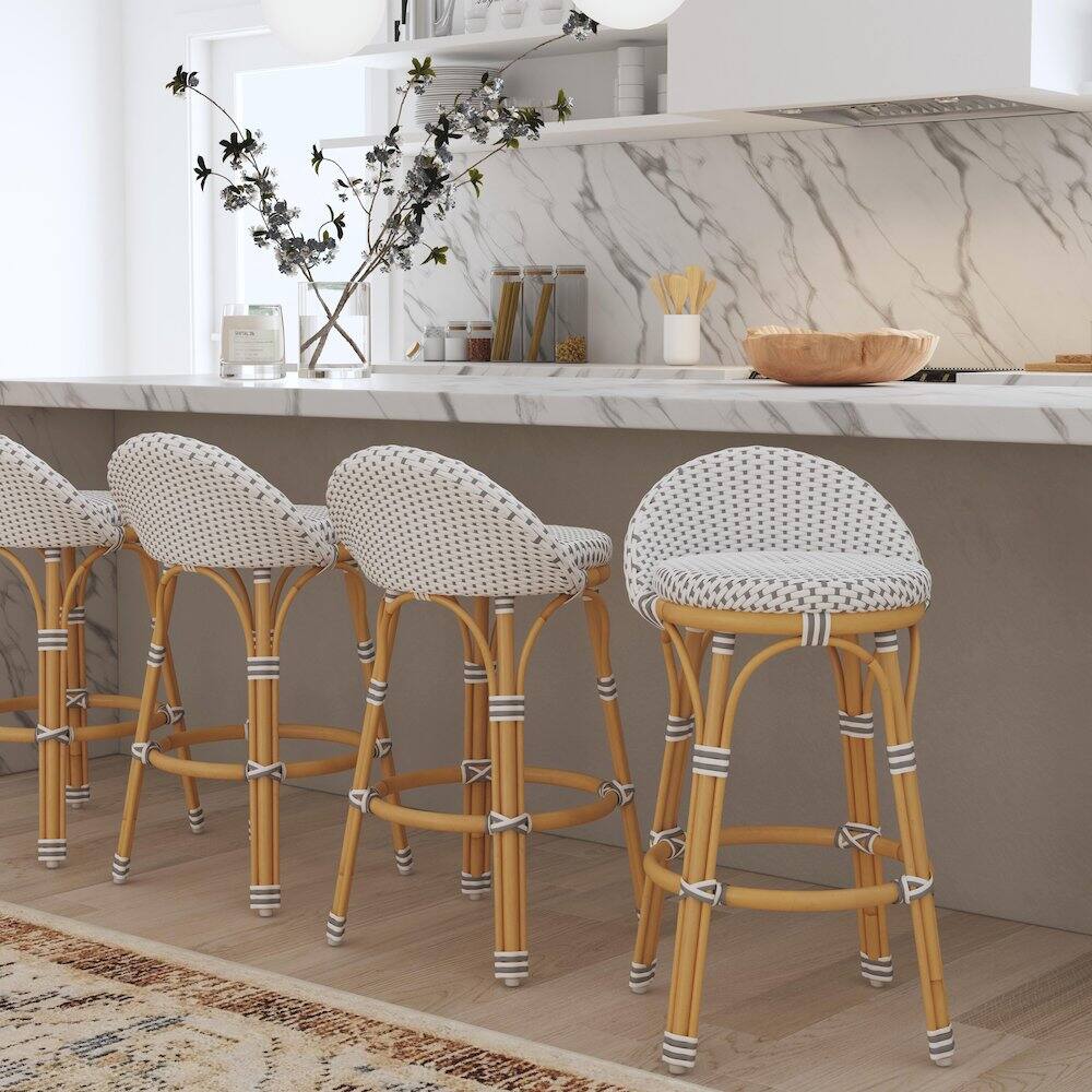 Alt View 4. Butler Specialty - Inez 24 in. Seat Height Rattan Low Back Counter Stool - Gray.