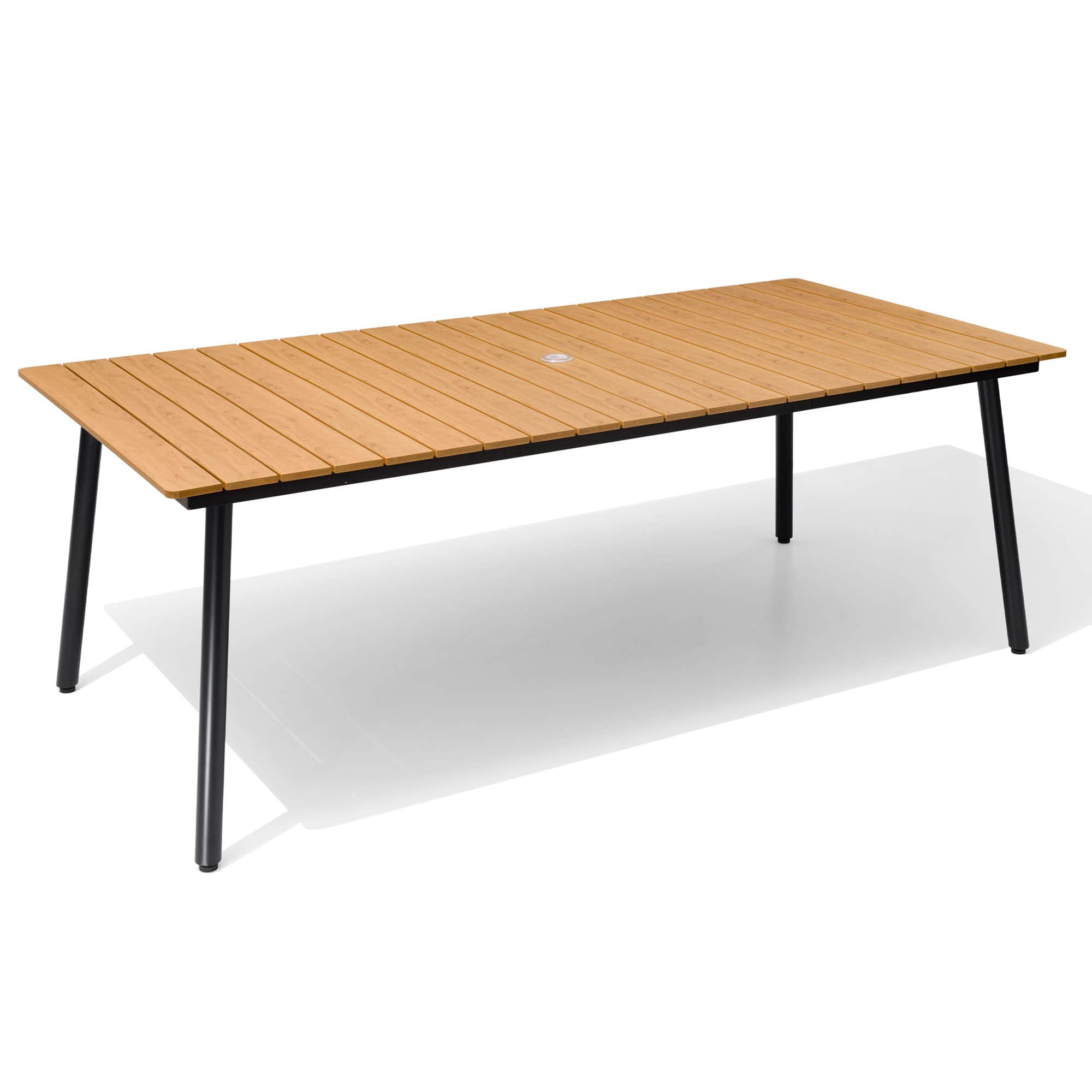 Crestlive Products - Outdoor Patio Dining Table with Wood-Like Top and Aluminum Frame - Brown