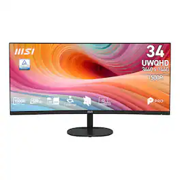 MSI - PRO MP341CQ E12 34" Curved UWQHD 120Hz 1ms VA Business Monitor with Built-in Speakers( (DisplayPort, HDMI ) - Black