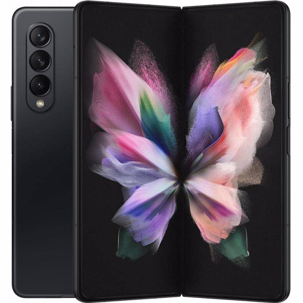 Front. Samsung - Galaxy Z Fold3 5G F926U (Fully Unlocked) 512GB - Phantom Black.