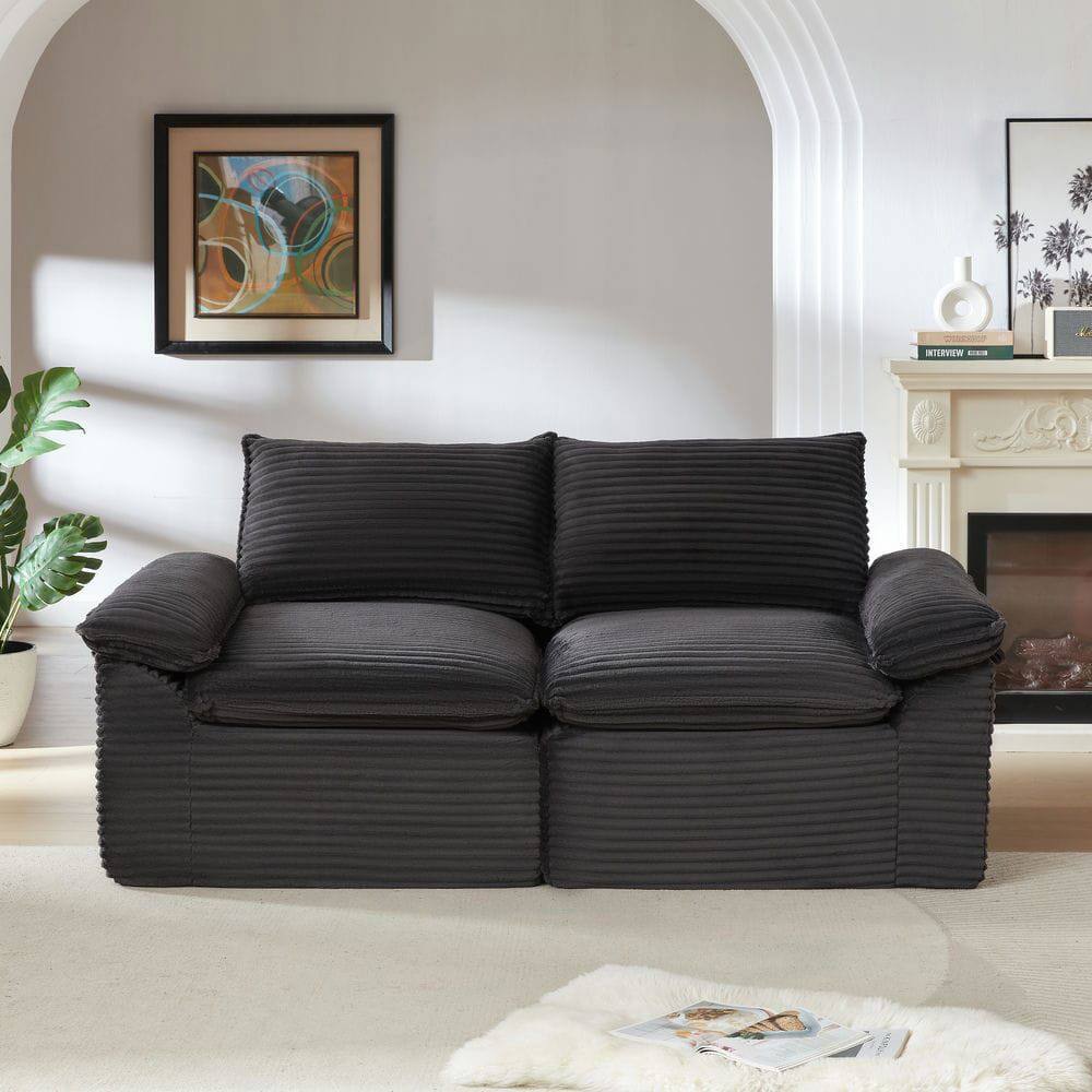 Angle. Kadyn - Oversized Modular Corduroy Sofa, Cloud Couch with Removable Cushions, DarkGray - Gray.