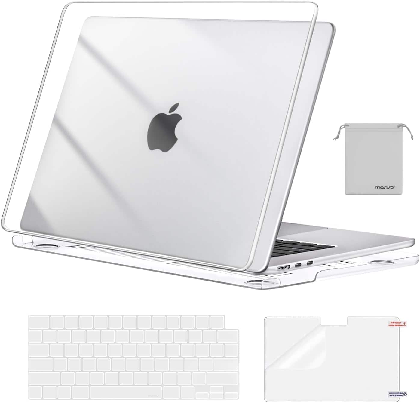 mosiso - Hard Shell Case Kit for MacBook Air 15 inch A3448 A3241 A3114 A2941 M5 M4 M3 M2 - Crystal Clear
