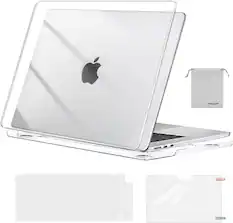Front. mosiso - Case for MacBook Air 15 inch M5 2026 2025-2023 M4 M3 M2 A3448 A3241 A3114 A2941, Shell&Keyboard Cover&Screen Film&Pouch - Crystal Clear.