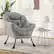 Angle. Costway - Stylish Large Lazy Chair with Cozy Head Pillow and Seat Armrests - Gray.