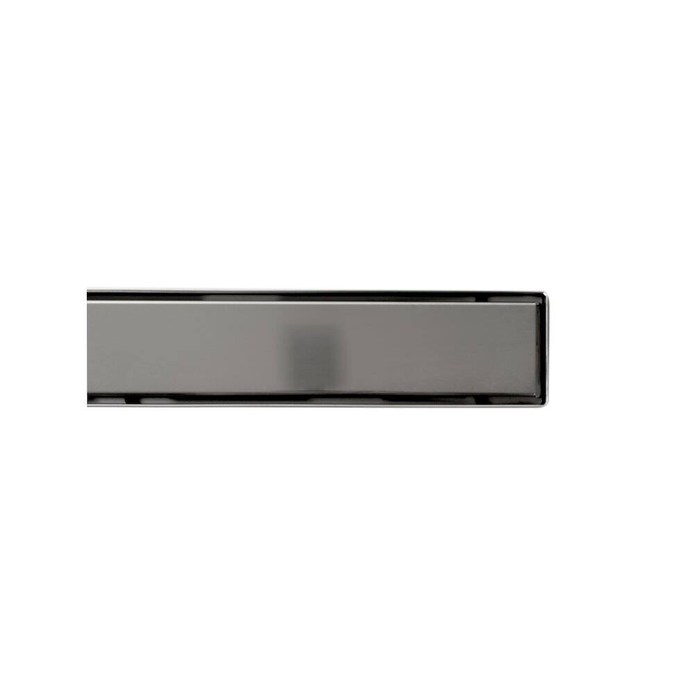 Left. Alfi - 47" Polished Stainless Steel Linear Shower Drain with Solid Cover - Silver.