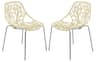 LeisureMod - Asbury Set of 2 Modern Stackable Dining Chair with Chrome Steel Legs and Cut Out Design for Indoor Outdoor - Cream