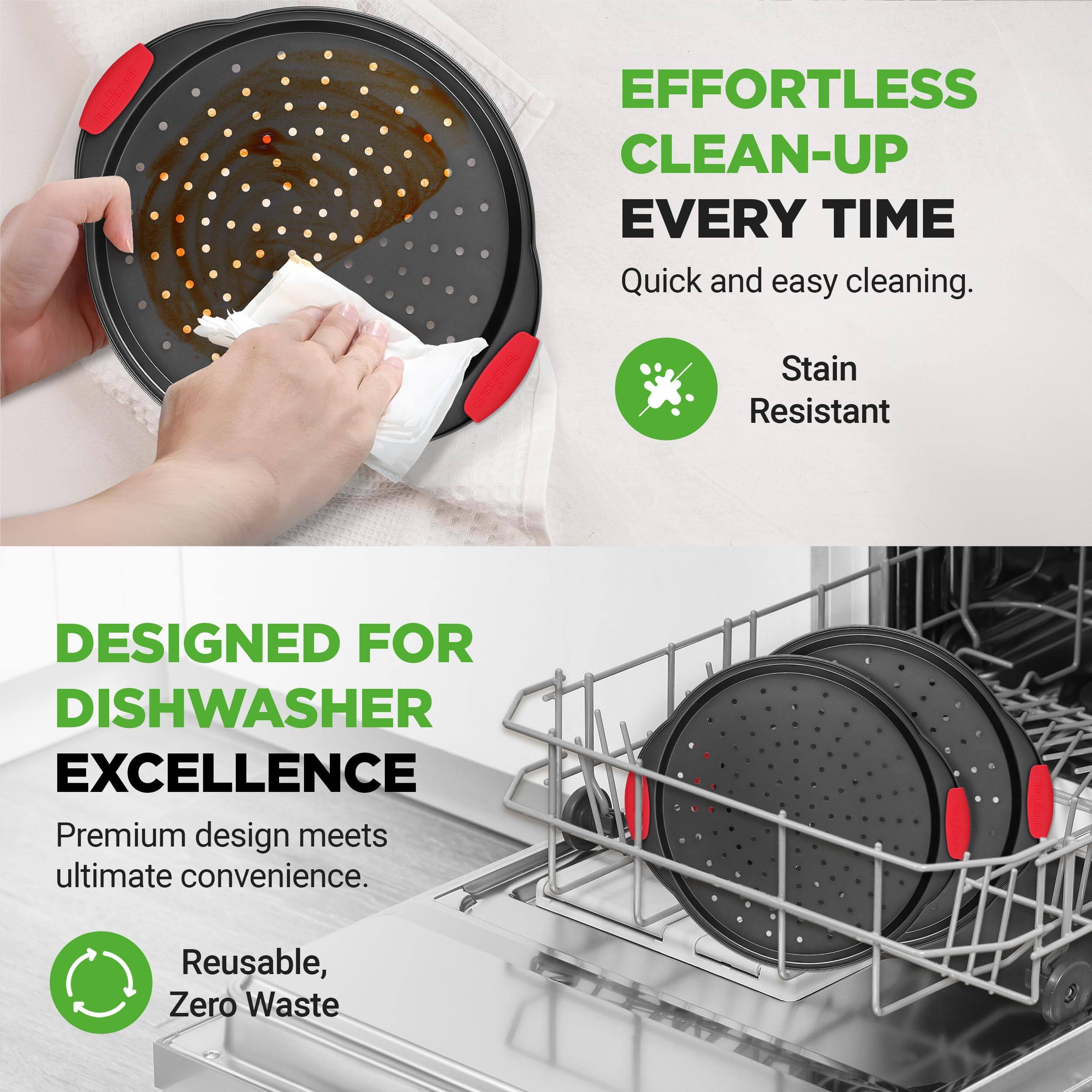 **EFFORTLESS CLEAN-UP EVERY TIME**  
Quick and easy cleaning.  
Stain Resistant  

**DESIGNED FOR DISHWASHER EXCELLENCE**  
Premium design meets ultimate convenience.  
Reusable, Zero Waste