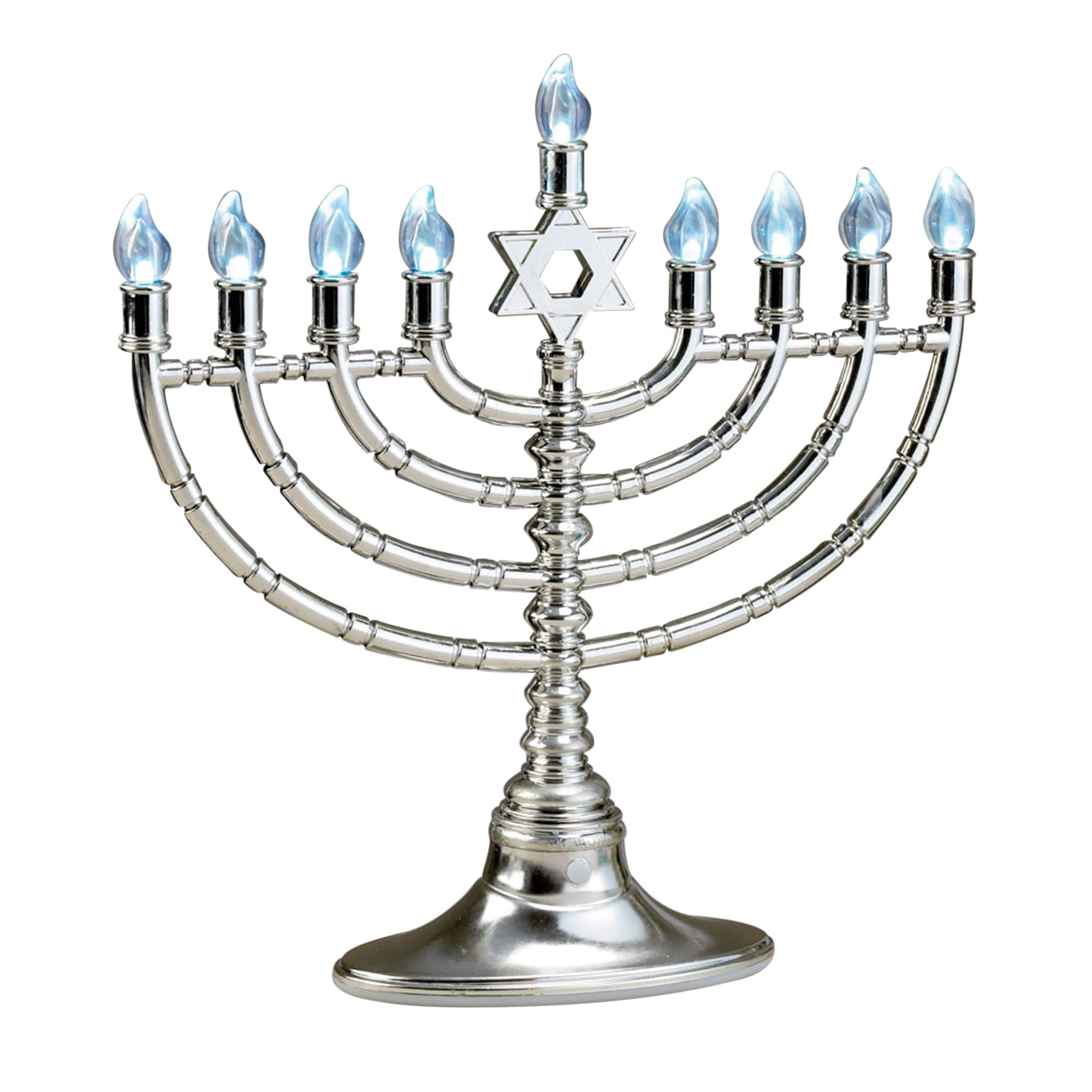 Rite Lite - 11.5" and Blue Traditional LED Electric Hanukkah Menorah - Silver