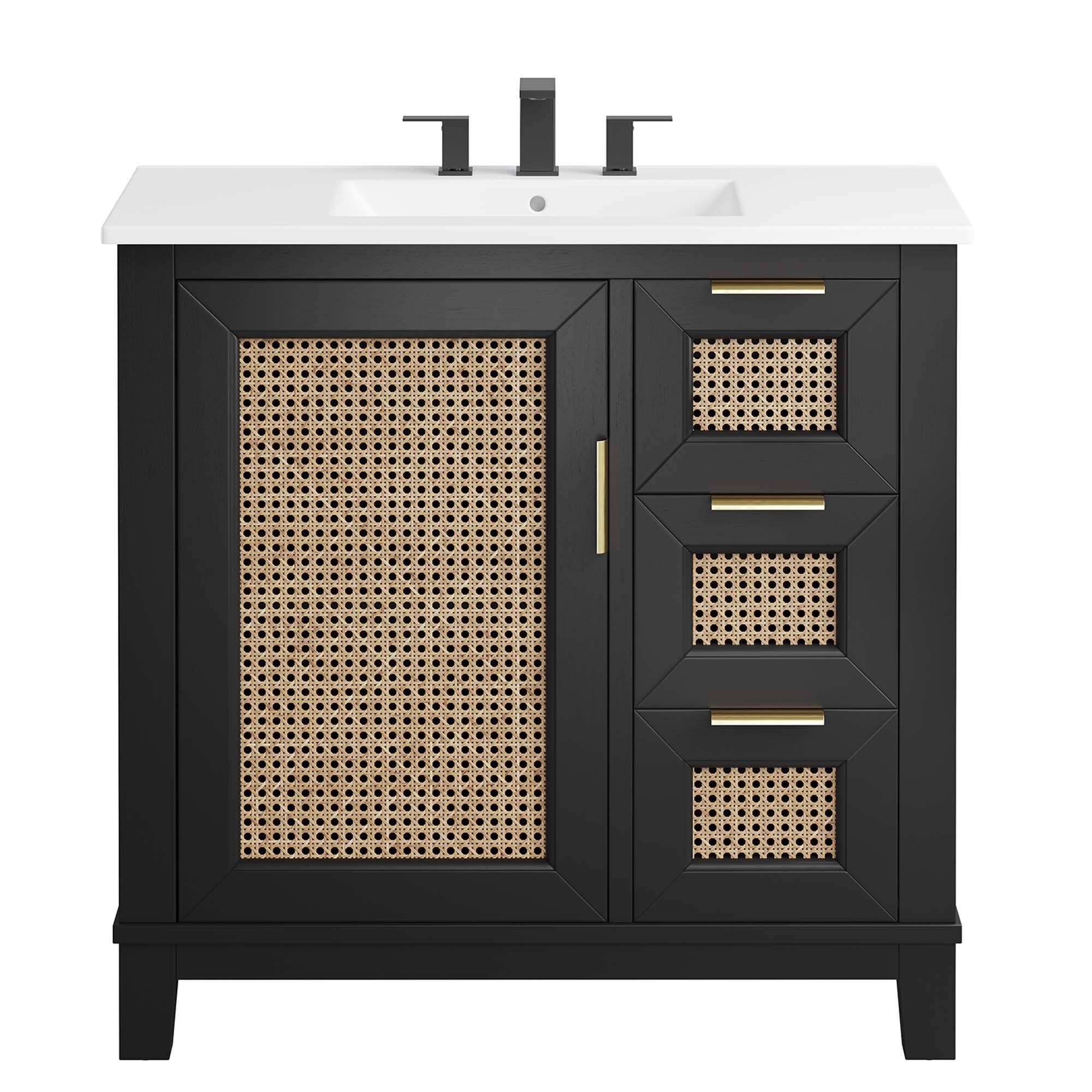 Alt View 5. Modway - Dixie Bathroom Vanity Basin Included by Modway - Black White.