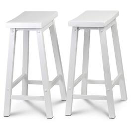 PJ Wood - Classic Saddle-Seat 24" Tall Kitchen Counter Stools, (Set of 2) - White