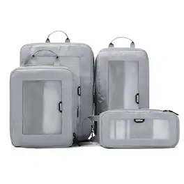 Epicka - TripCozy Compression Packing Cubes - 4 Set Durable Travel organizer Bags with Mesh Top for Carry on (Light Grey) - Gray