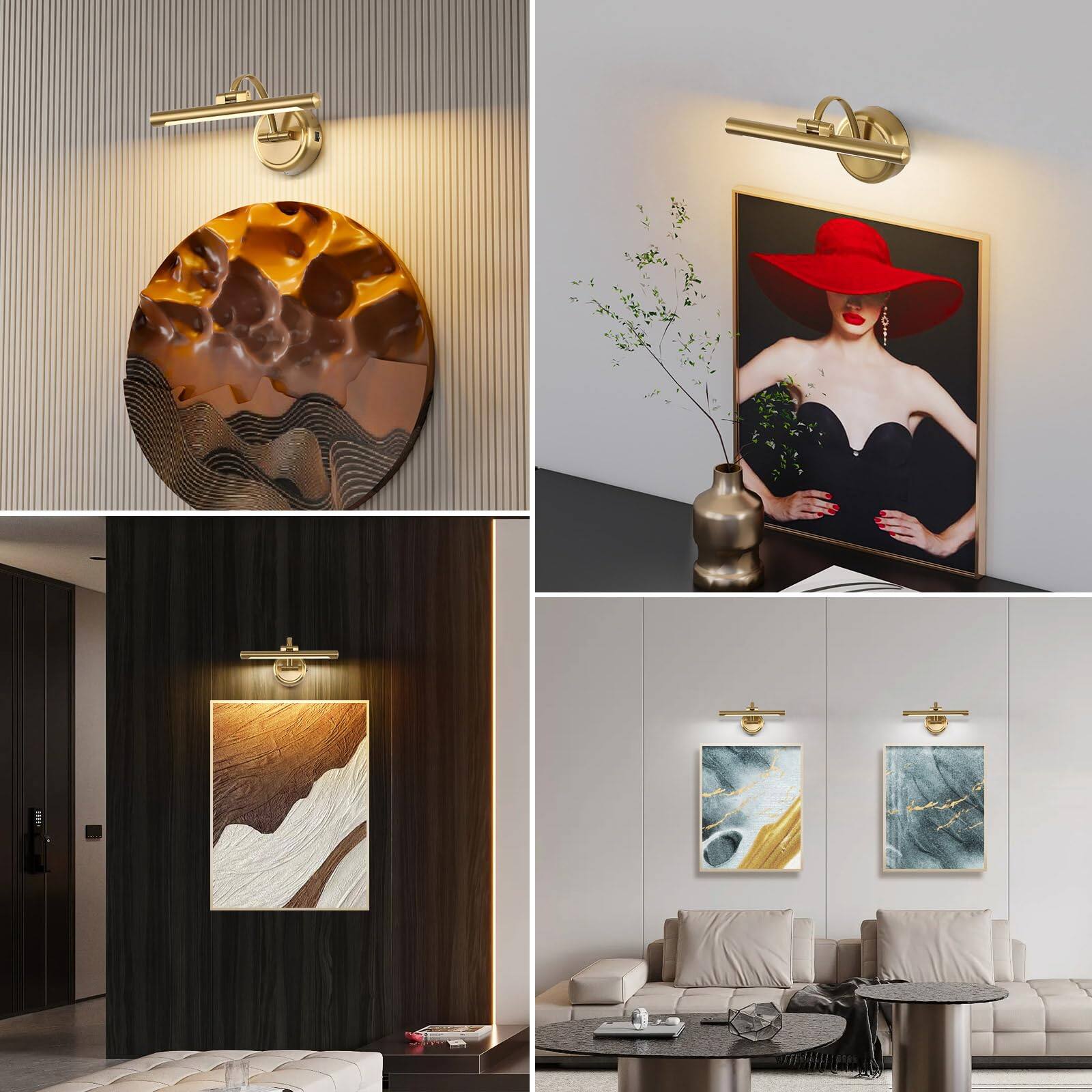 Alt View 2. TECH SAFARI - Rechargeable Picture Light For Wall Dimmable Art Lights Painting Operated Sconce With Remote Color Timer - Black 15.7inch.