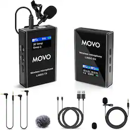 MOVO - Lingo 48-Channel UHF Wireless Microphone System for Camera - Wireless Camera Mic Compatible with Canon EOS, Nikon