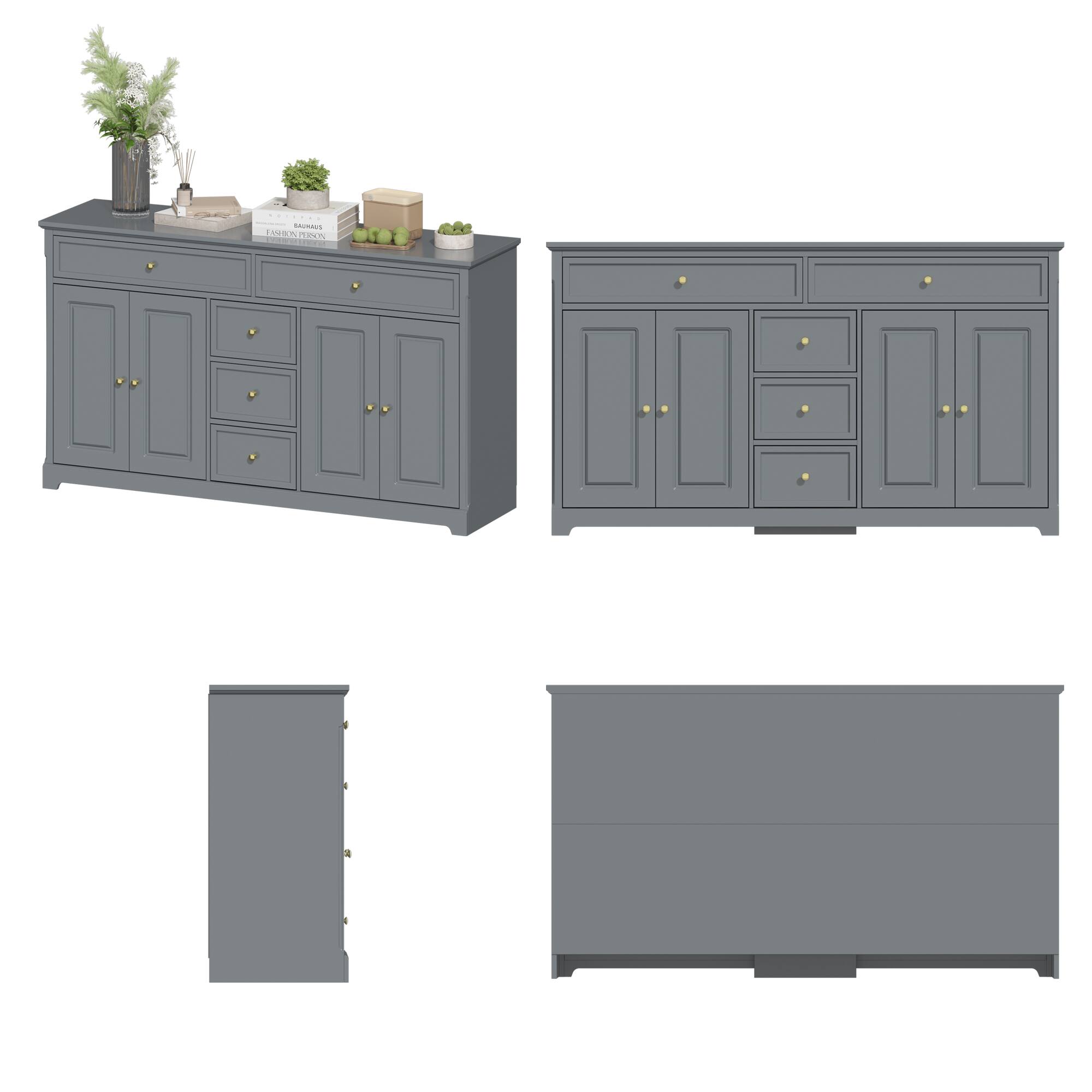 Angle. Famapy - Famapy Buffet Cabinet Timeless Storage Credenzas with Modern Ease - Gray.