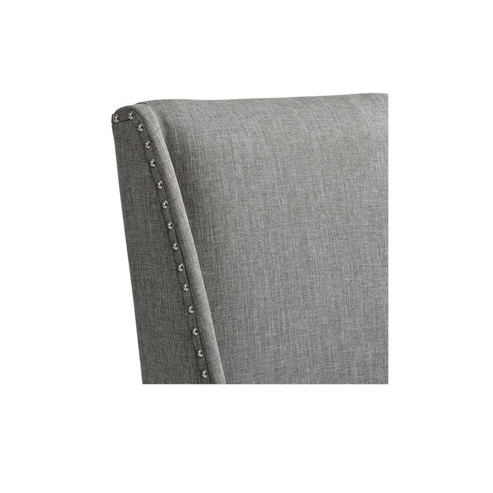 Left. Elements - Upholstered Dining Side Chair with Nailheads - Pair in Charcoal - Charcoal.