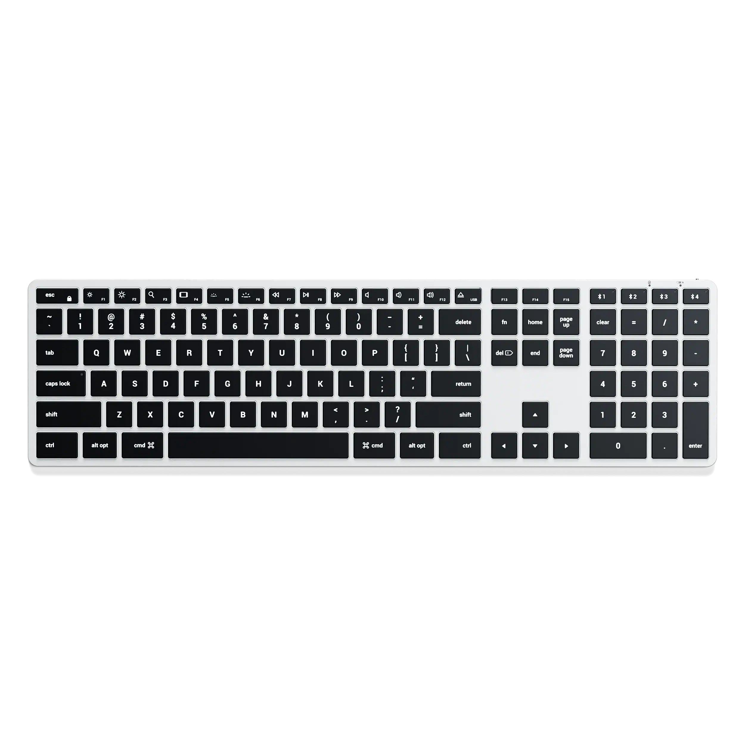 Satechi - X3 slim Bluetooth Backlit Keyboard with Numeric Keypad, Multi-Device Sync, for MacBook, iMac, iPad, Mac Mini, iMac - Silver