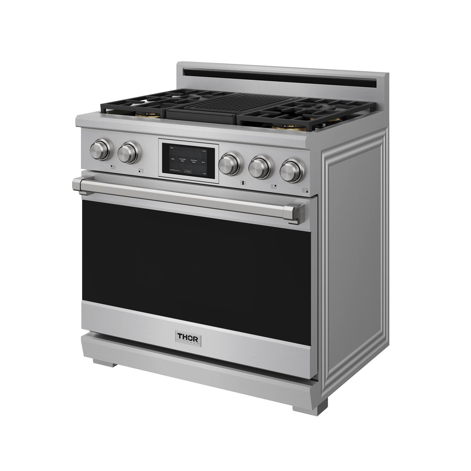 Angle. Thor Kitchen - 6.0 Cu Ft. Freestanding Dual Fuel Gas Range With 5 Burners - Stainless Steel.