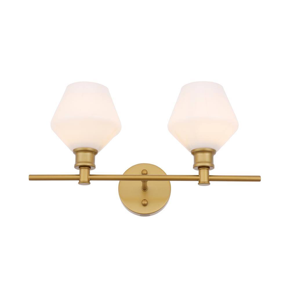 Alt View 8. Living District - Gene 2 light Brass and Frosted white glass Wall sconce - Brass And Frosted White Glass.