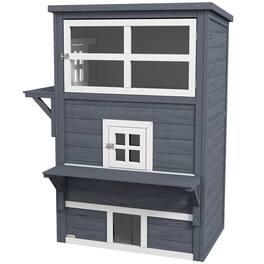 Pawhut - Cat House, Outdoor 3-Tier Kitty Shelter, Weather Resistant