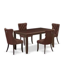 East West Furniture - 5 Piece Kitchen Table & Chairs Set - Red