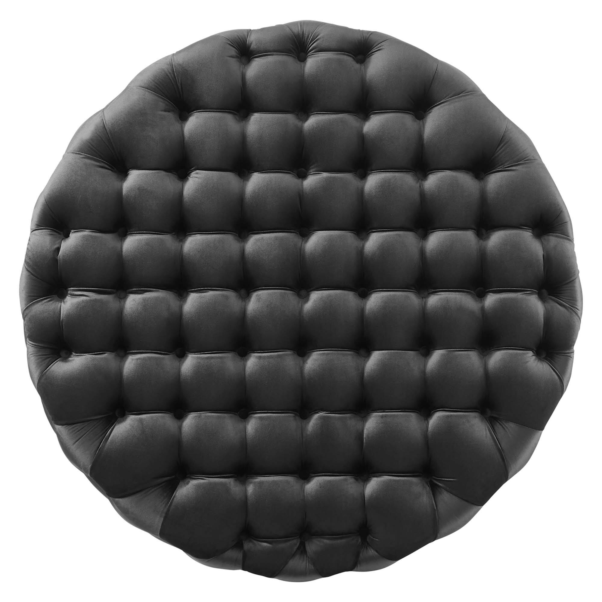 Alt View 2. Modway - Amour Tufted Button Large Round Performance Velvet Ottoman by Modway - EEI-5469-BLK.