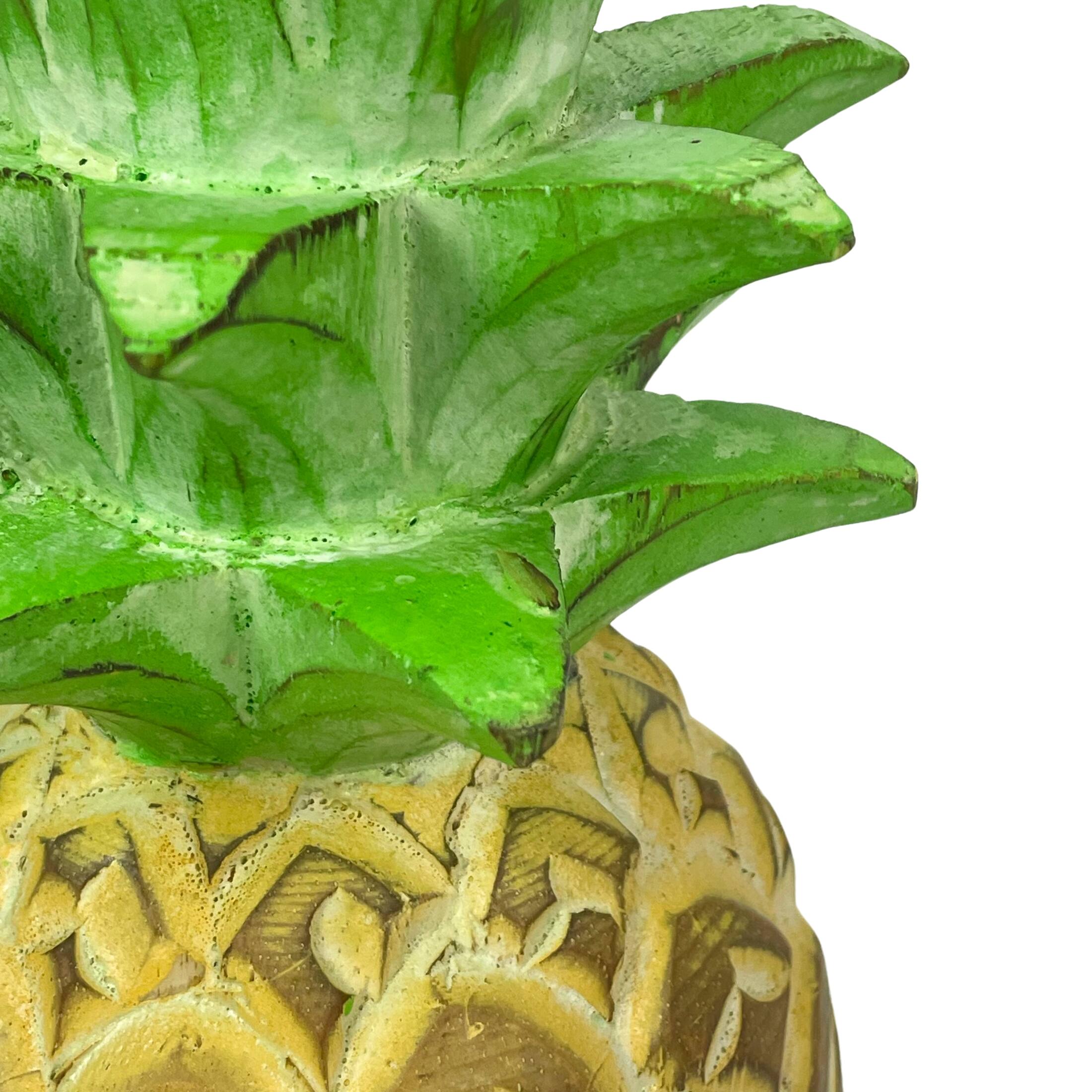 Alt View 2. Chesapeake Bay - Hand-Painted Pineapple Sculpture – 9.75" High, Rustic Tropical Decor Accent - Multicolored.