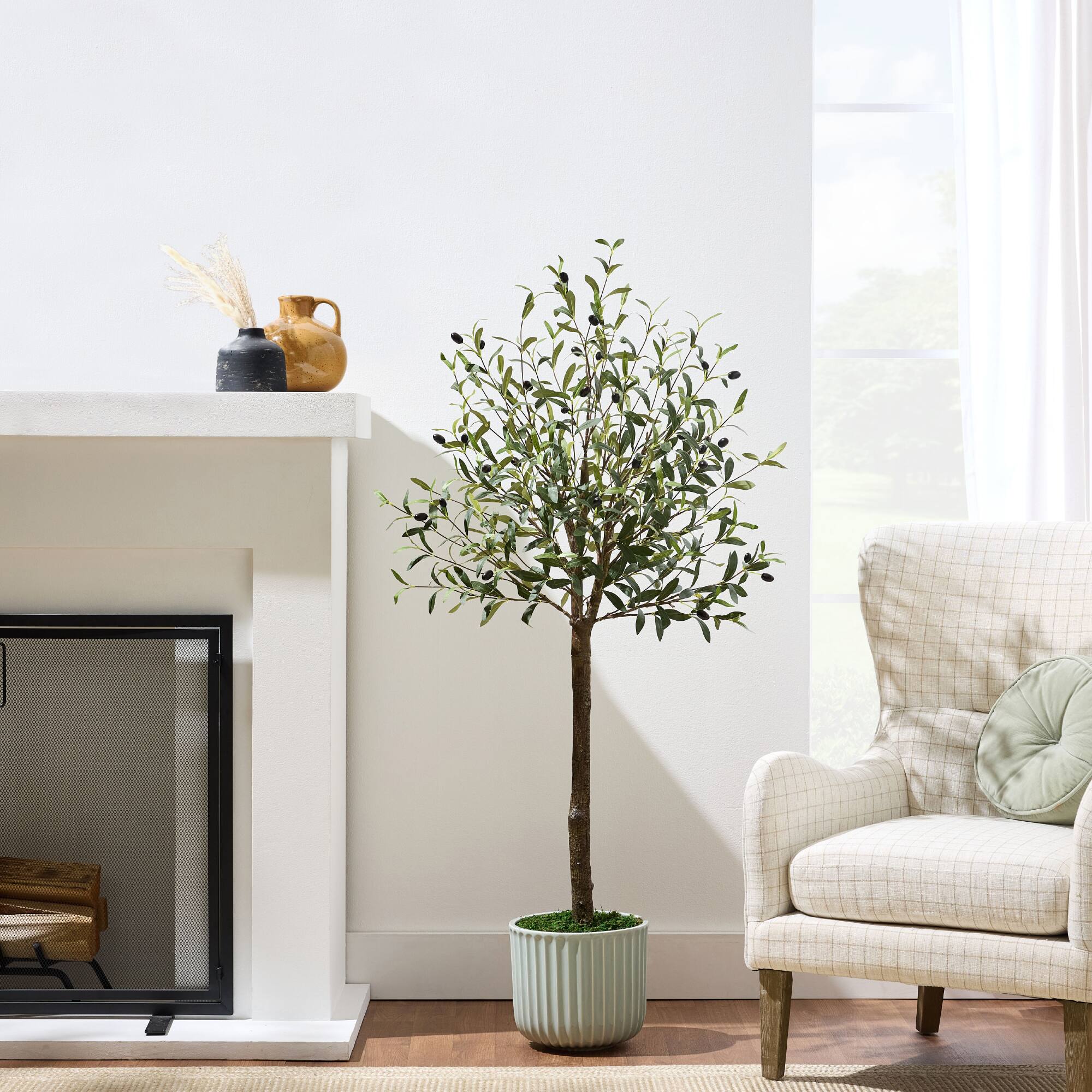 Alt View 2. Best Choice Products - Best Choice Products 5Ft Artificial Olive Tree, Lifelike Faux Tree, Home Accent Decor w/ Planter Pot, Realistic Trunk - Green.