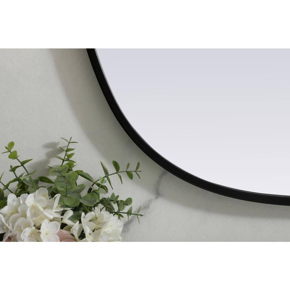 Alt View 3. Elegant Decor - Metal Frame Oval Mirror 24x30 Inch in Black - Black.