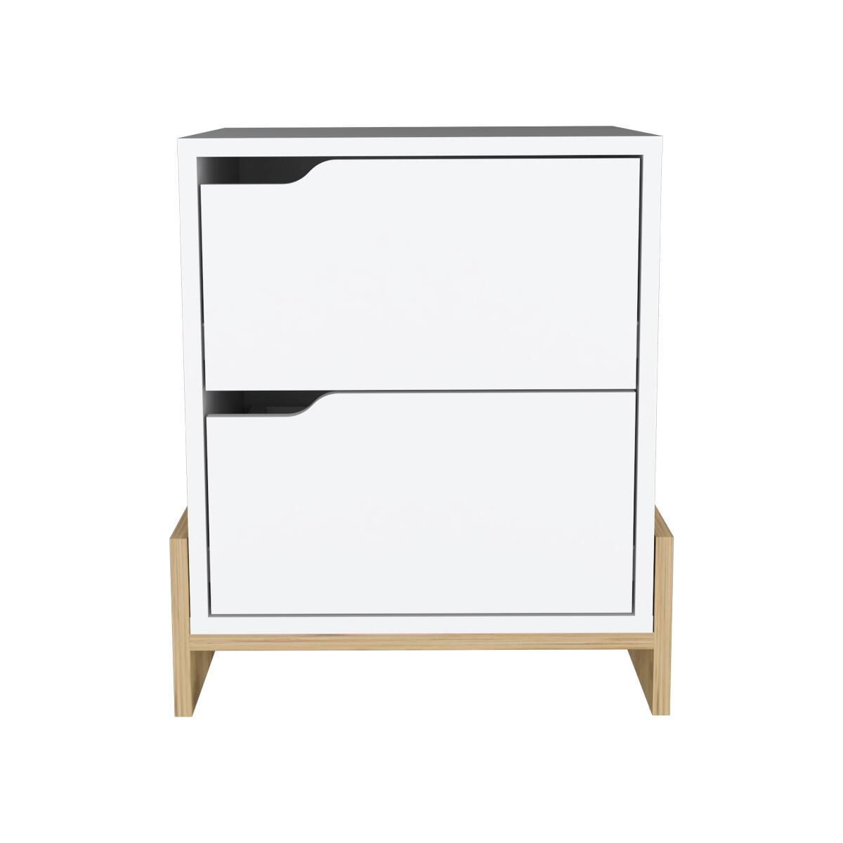 Angle. Loheer - Loheer 2 Drawer Nightstand Modern Bedside Table with Bedroom Storage - Multicolor.