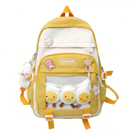 Front. Pacoar Cade - Backpack School Bag Cute For Elementary Student Casual Day Pack Teen - Yellow-a-Style-a.