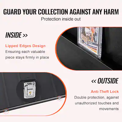 VEVOR 35 Graded Sports Card Display Case 24.3x30.5x2.1 in Baseball Card Display Frame with 98% Uv Protection Clear View Pc Glass Lockable Wall VEVOR 35 Graded Sports Card Display Case 24.3x30.5x2.1 in Baseball Card Display Frame with 98% Uv Protection Clear View Pc Glass Lockable Wall