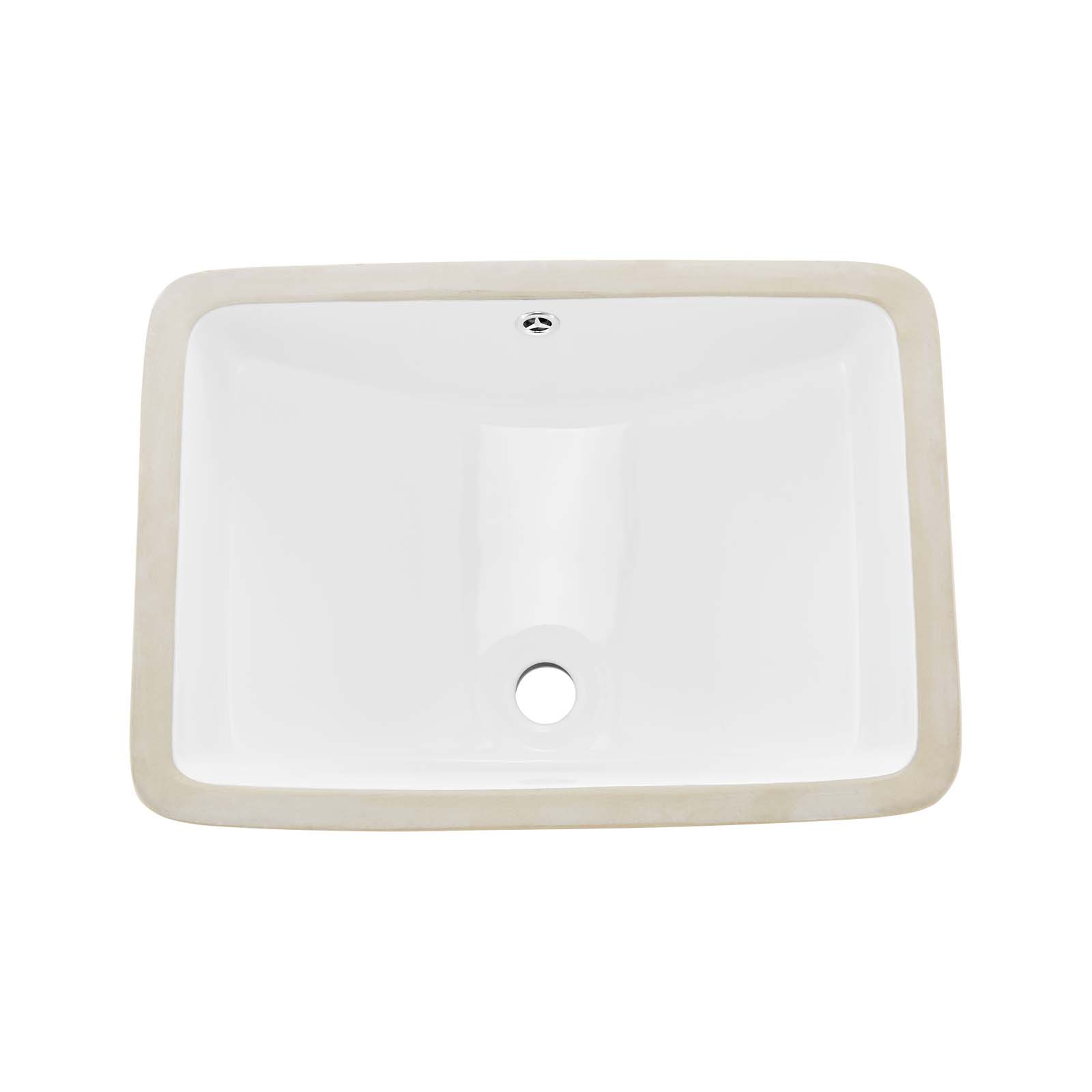 Alt View 5. VEVOR - Undermount Bathroom Sink, 20.87x14.76 In Rectangular White Ceramic Vessel Sink with Overflow Hole, Rectangle Small Space - White.