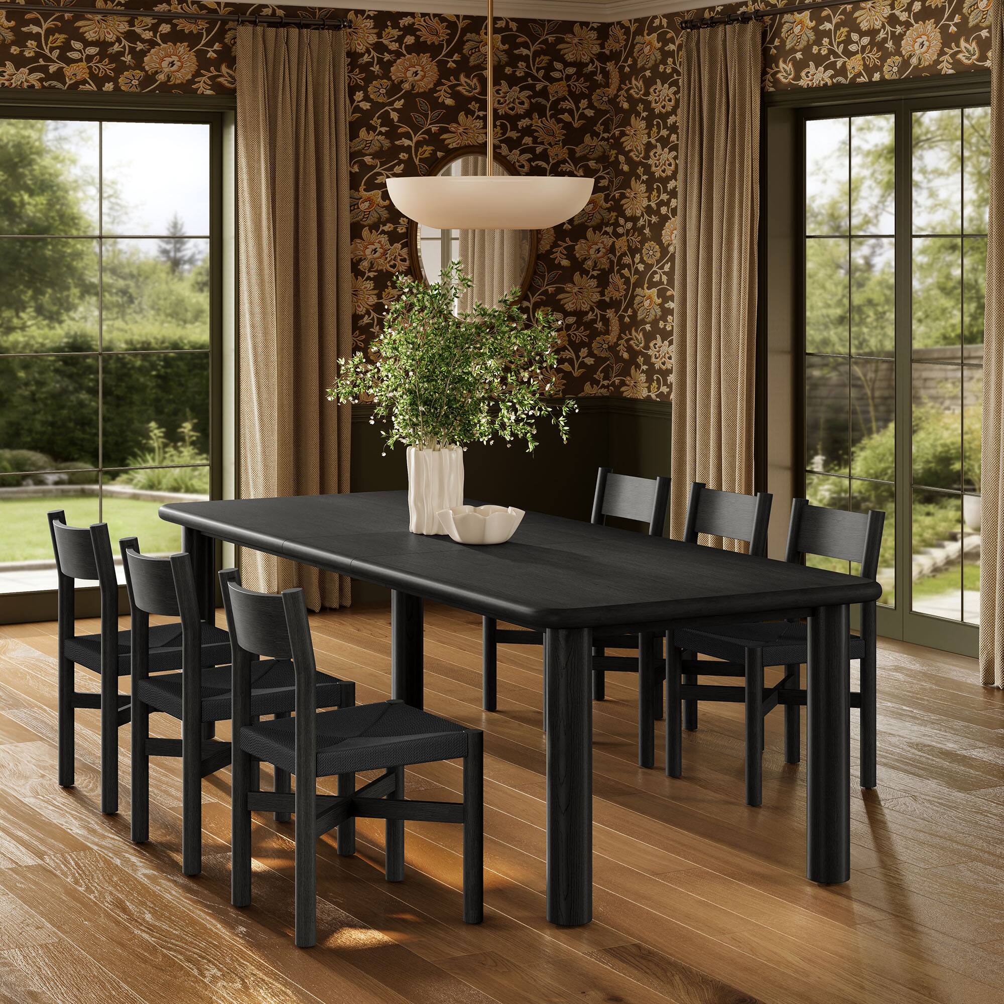 Alt View 3. Modway - Alvia 7-Piece Wood Extendable Dining Table and Chairs Set by Modway - Black.