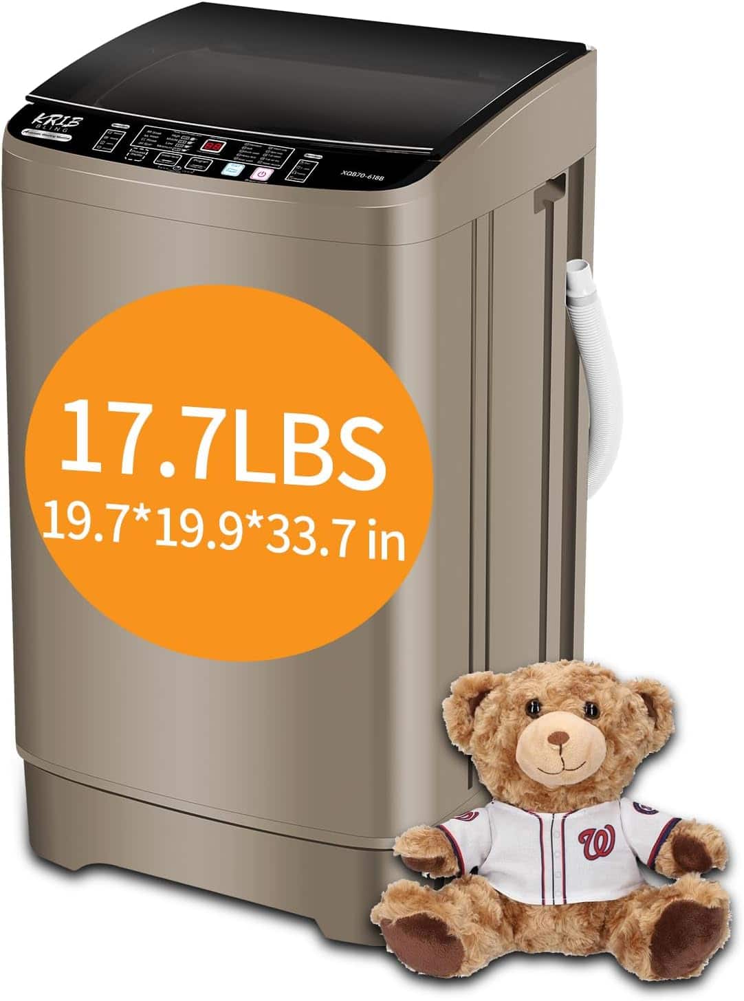 17.7 lbs Small Compact Portable 10 Wash Program & 8 Water Level Compact Washer with LED Display Ideal for Apartments