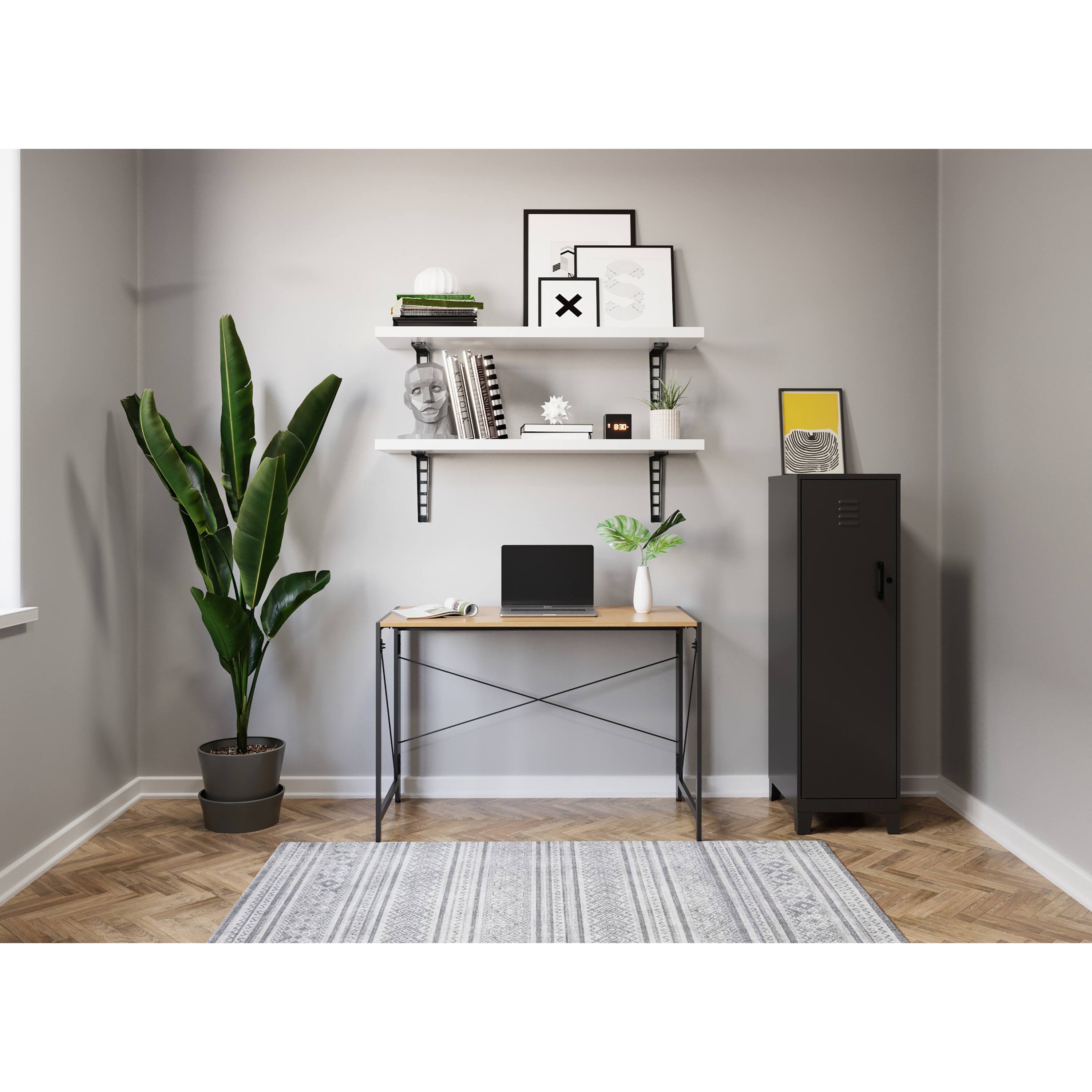 Alt View 7. Space Solutions - Space Solutions 43 inch Folding Home Office Desk for Home or Office, Black / Teak - Black.